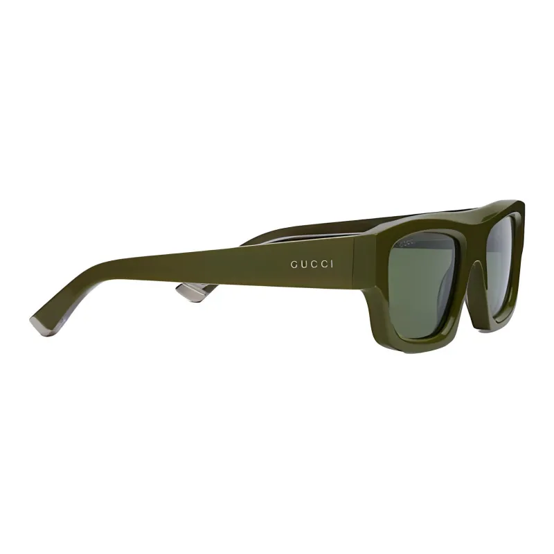 GUCCI Acetate Metal Rectangular Sunglasses Men's Green-2