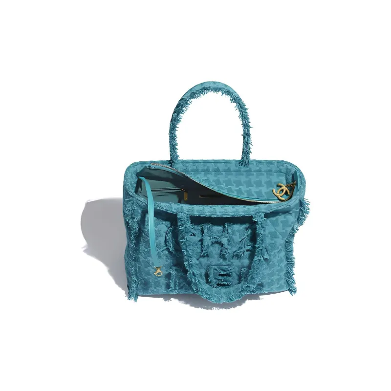 CHANEL Woolen Tote Bag, Shopping Bag, Handbag Women's Turquoises-2