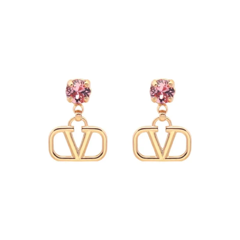 Valentino Brass, Crystal Earrings Unisex Gold-0
