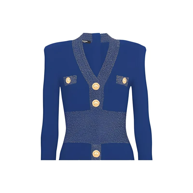 BALMAIN Long-Sleeved Dresses Women's Blue-3