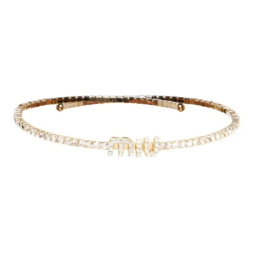 MIU MIU Glass Brass Crystal Necklaces Women's Gold