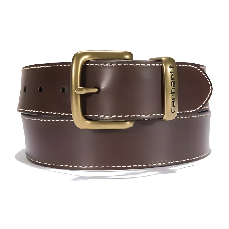 Carhartt Logo Carving Pin Buckle Leather Belts Men's Brown/Black Width: 3.8cm-2