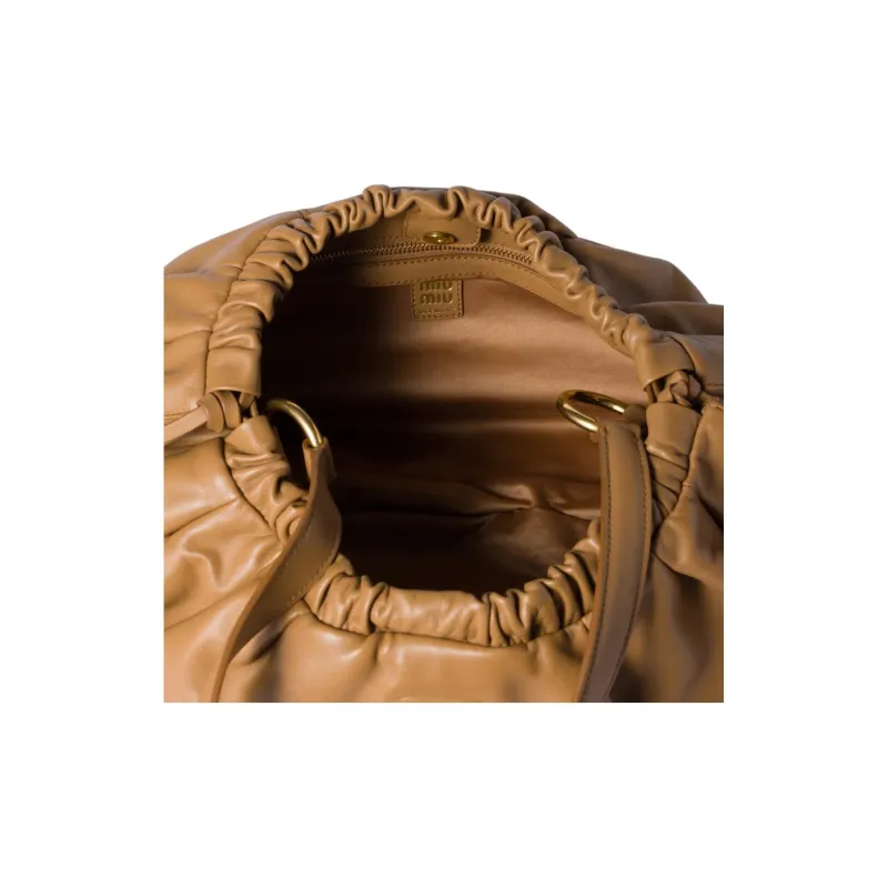 MIU MIU Joie Lambskin Handbag, Shoulder Bag Women's Caramel-3