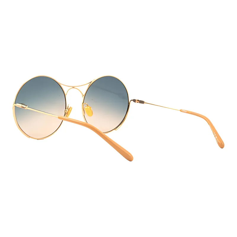 Chloe Metal Irregular Shape Sunglasses Men's Gold-2