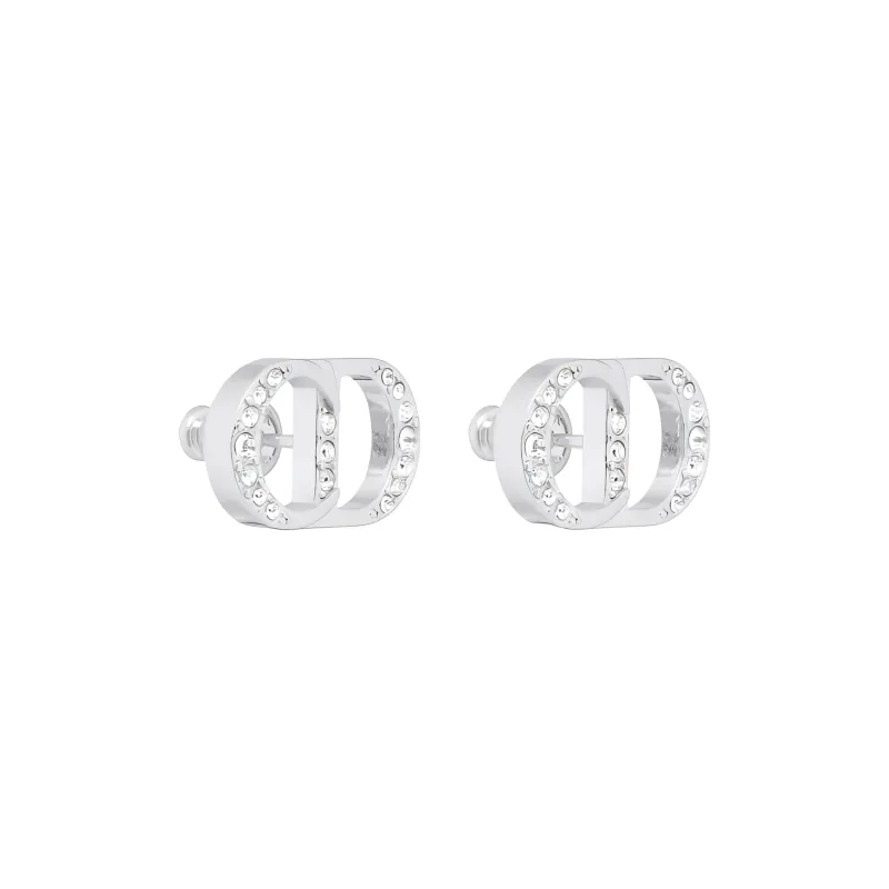 DIOR Sterling Silver, Crystal Stud Earrings Men's Silver-1