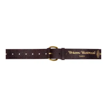 Vivienne Westwood Snakeskin Print Embossed Pin Buckle Leather Leather Belts Men's Burgundy Width: 3CM