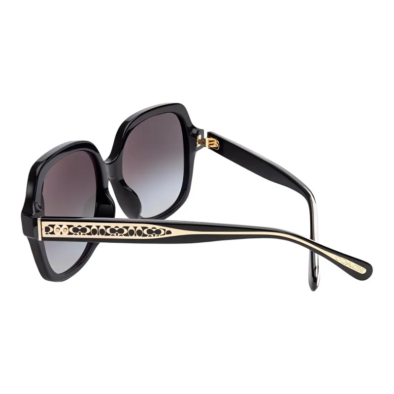 COACH Plate Frame Square Sunglasses Unisex Black-2