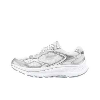 Skechers Women's GO Series Cushioning, Breathable, And Resilient Design Low Top Running Shoes Women's White Silver