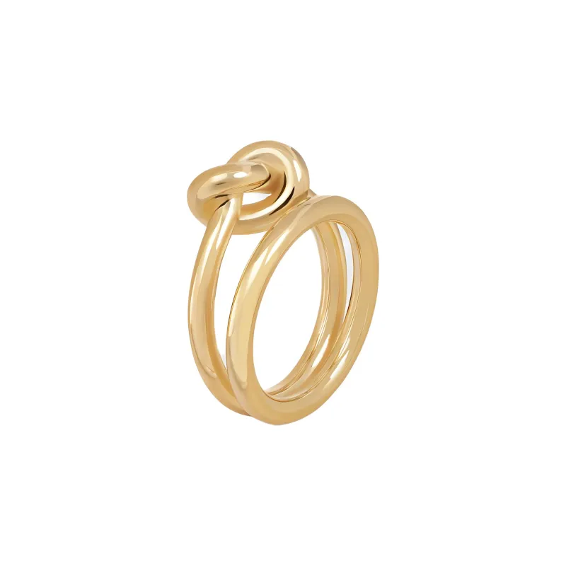 CELINE Knot Double Ring In Brass With Gold Finish-1