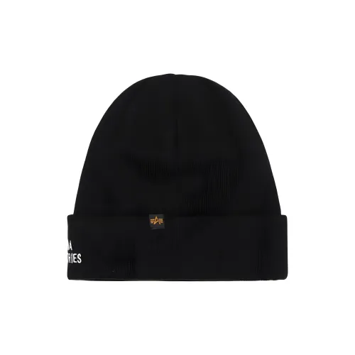 Alpha Industries Acrylic Beanies Unisex Black/Beige Yellow