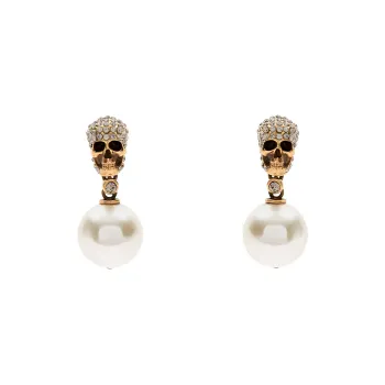 Alexander McQueen Pearl Pave Skull Earrings