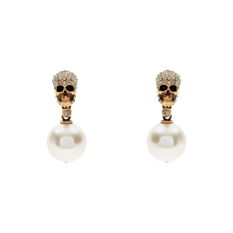 Alexander McQueen Pearl Pave Skull Earrings-0