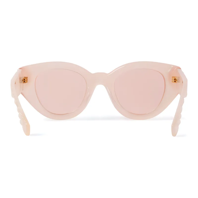 Burberry Plate Frame Acetate Irregular Shape Sunglasses Women's Transparent Pink-2