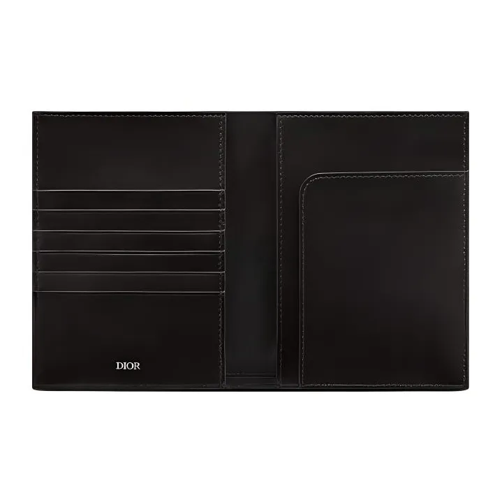 DIOR Cow Leather Passport Holder Men's Black-3