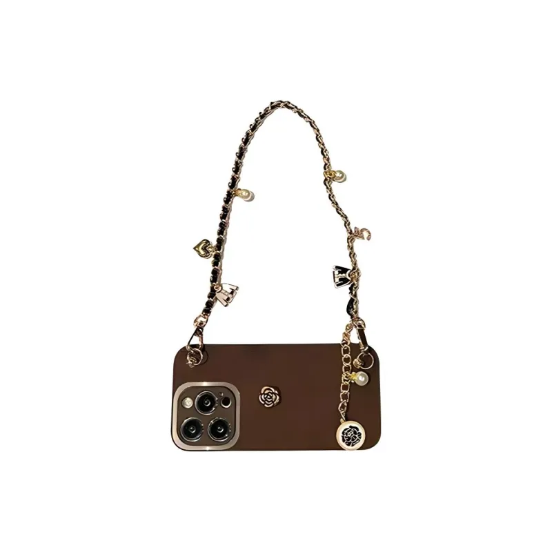 Sopi Leather Material Moon Engraved Handle Chain Phone Cases Compatible With IPhone 16/15 Pro Max/Apple 13/14 Pro/Max-0