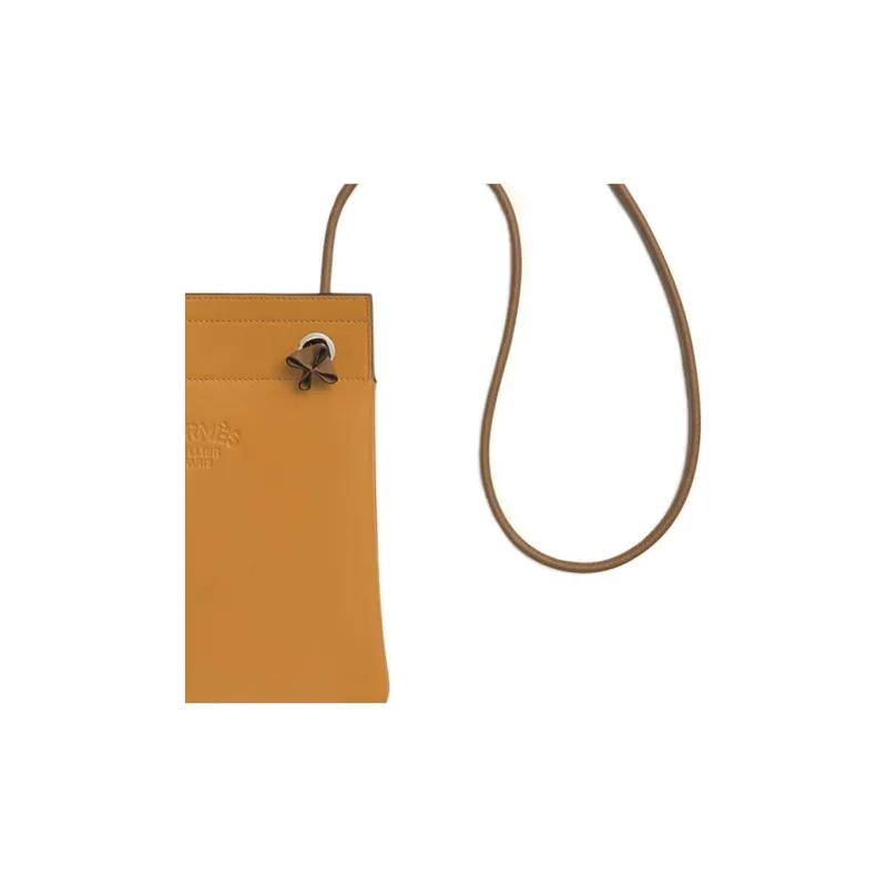 HERMES Aline Milo Lambskin And Swift Calfskin Shoulder Bag Crossbody Bag Mini Women's Sesame/Chestnut-2