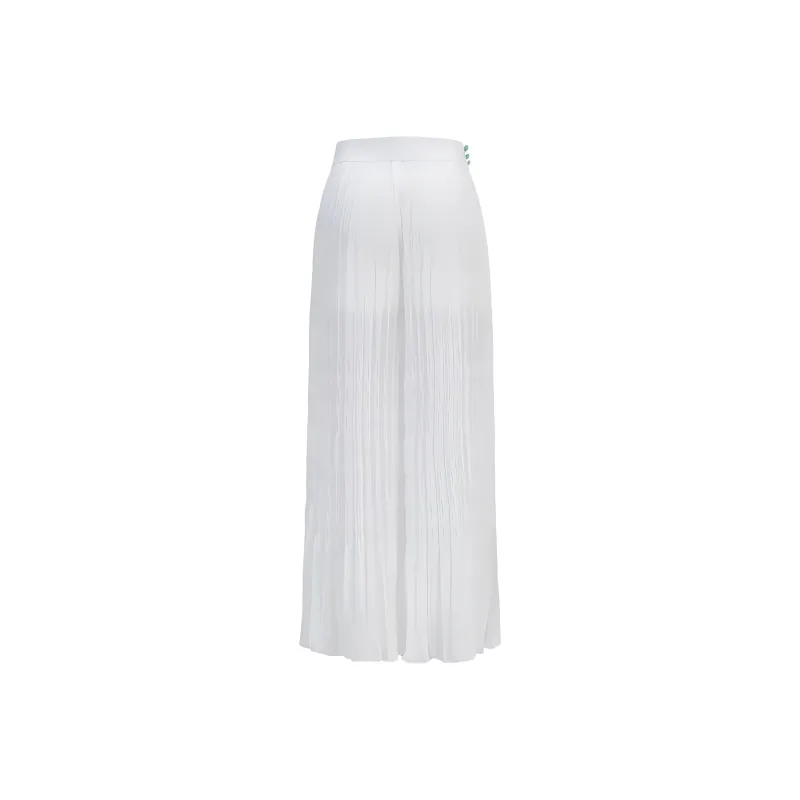 Shanghai Tang Smocked panelling Plissé Maxi Skirt-1