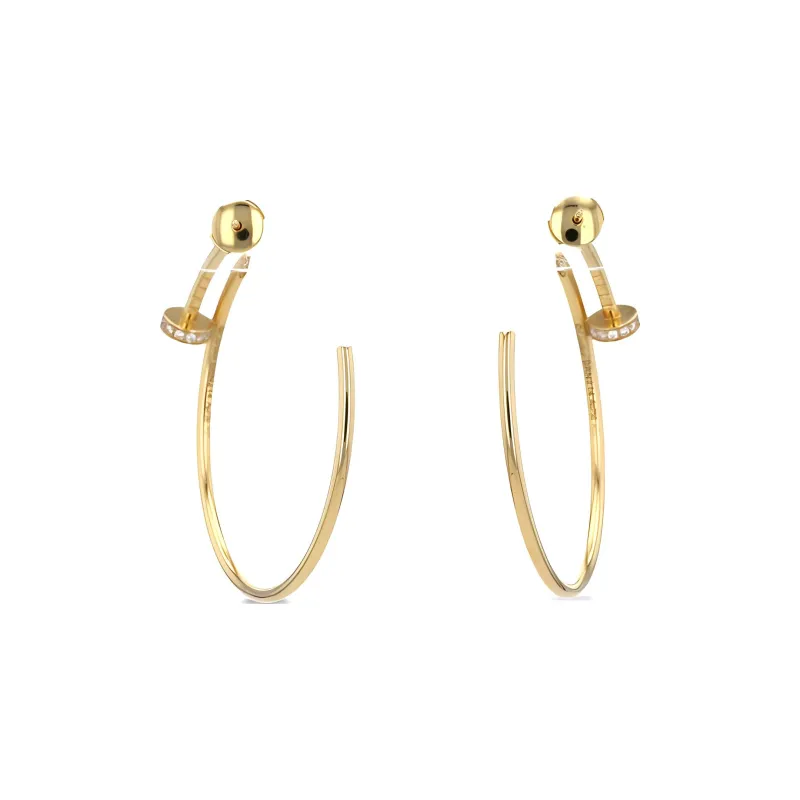 Cartier 18K Yellow Gold Juste Un Clou Diamond Hoop Earrings-2