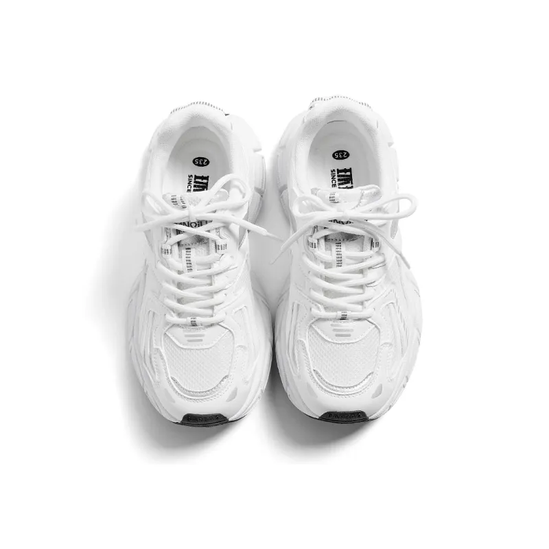 HUANQIU Anti Slip And Wear Resistant Height Increasing Low Top Chunky Sneakers Women's White Silver-4