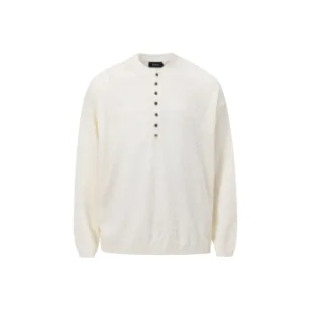 OX FREAK Knitted Fabric Henry Collar Long Sleeved T Shirt Unisex