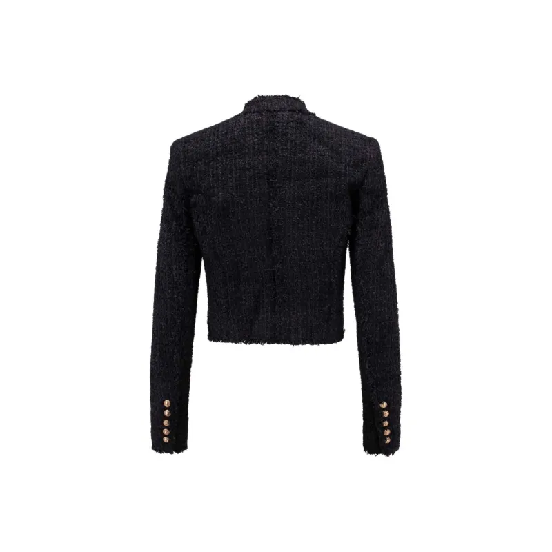 BALMAIN Double breasted Cropped Tweed Jacket-1