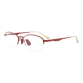 GUCCI Titanium Rectangular Eyeglass Frames Women's Red