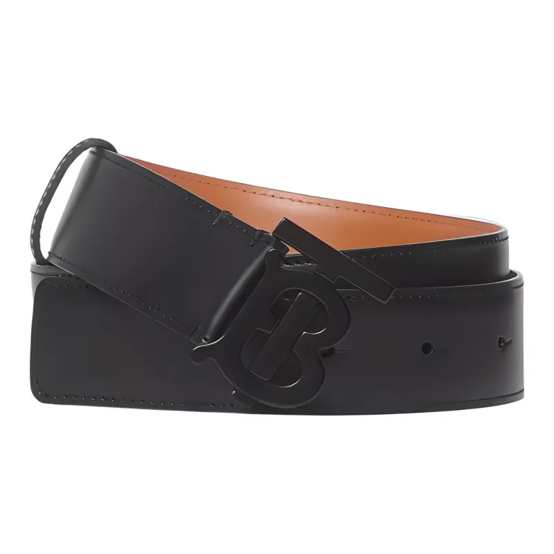 Burberry Leather Tb Monogram Buckle Belt-1