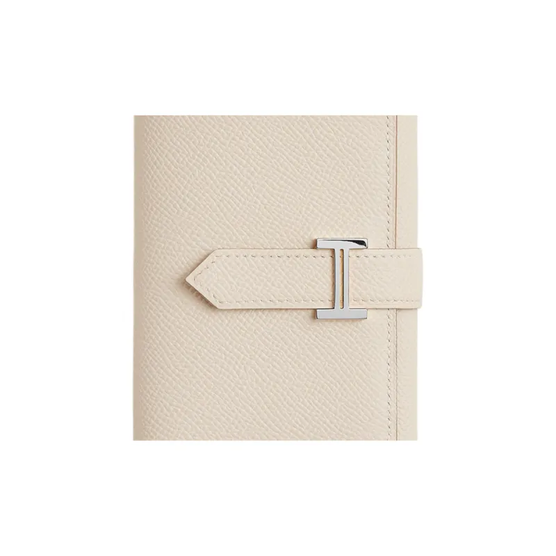 HERMES Bearn Epsom Calfskin Wallet Women's Chalk White & Gold-2