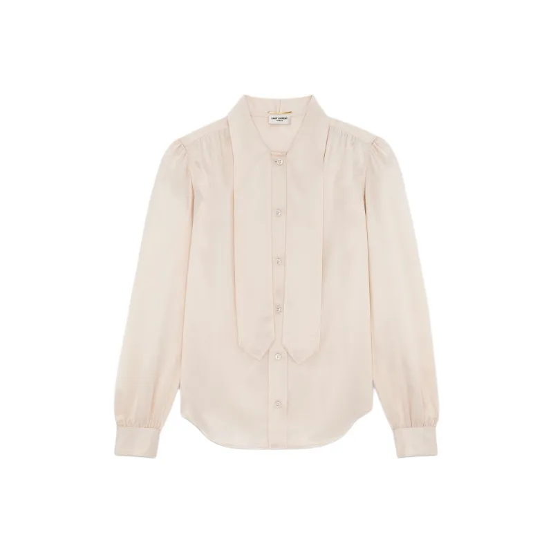 SAINT LAURENT Lavallière Neck Long Sleeved Blouse-1
