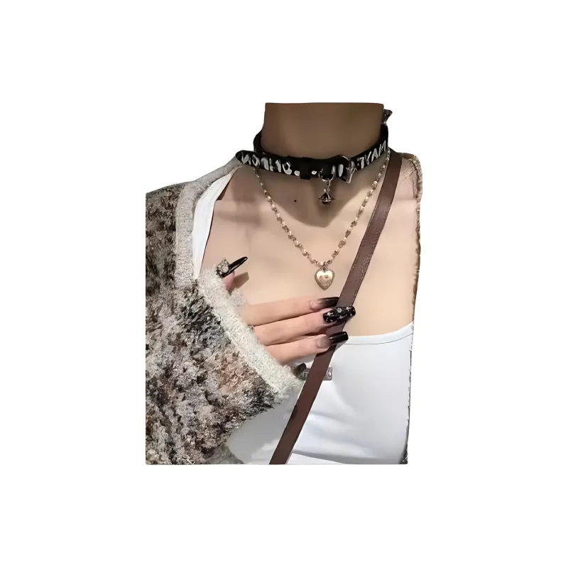 Vivienne Westwood Cow Leather Necklaces Women's Black-3