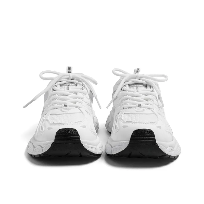 HUANQIU Anti Slip And Wear Resistant Height Increasing Low Top Chunky Sneakers Women's White Silver-3