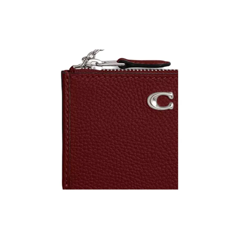 COACH Skinny Id Case Leather Wallet Mini Women's Dark Red Gemstone Color-2