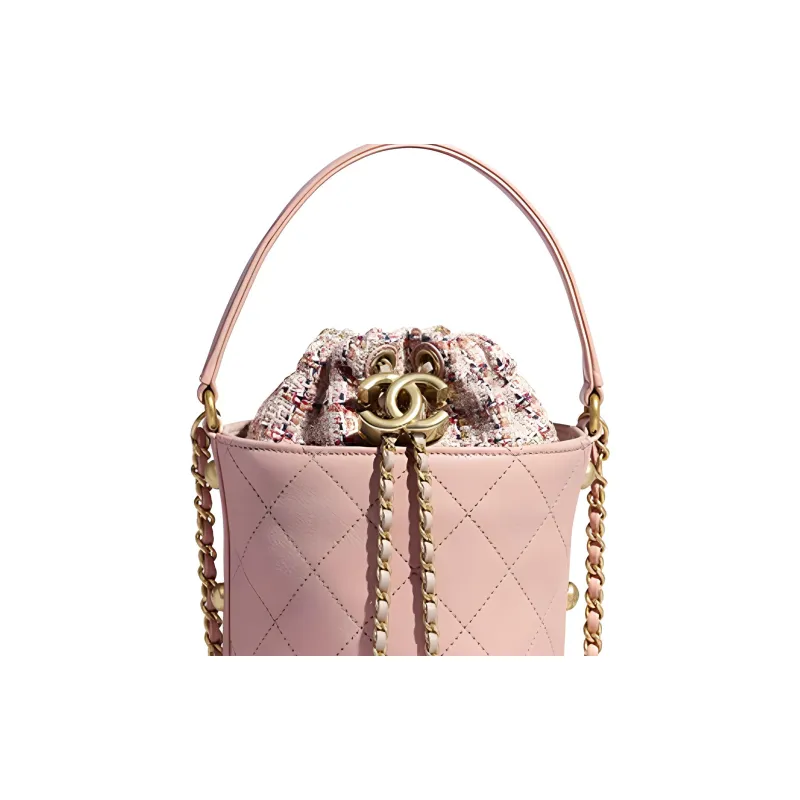 CHANEL Calfskin Bucket Bag, Handbag, Shoulder Bag, Crossbody Bag Trumpets Women's Light Pink Red-1