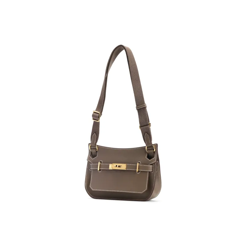 HERMES Jypsiere Evercolor Leather Shoulder Bag Crossbody Bag Mini Women's Elephant Gray-1