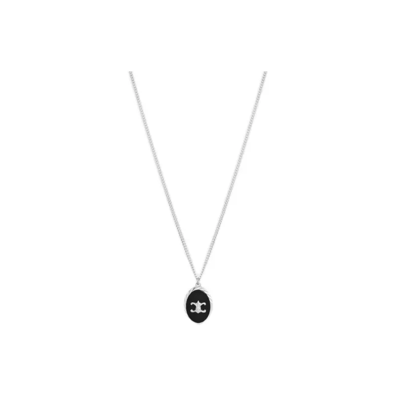CELINE Silver, Agate Necklaces Men's Silver-0