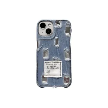 Sopi Matte Material Ripped Mirror Finish Denim Phone Cases Compatible With IPhone 16/15 Pro Max/Apple 13/14 Pro/Max