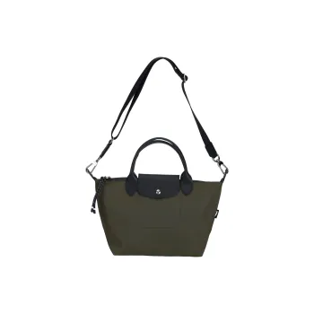 LONGCHAMP Le Pliage Energy Recycled Polyamide With Canvas Shoulder Bag, Handbag Large Size Women's Khaki