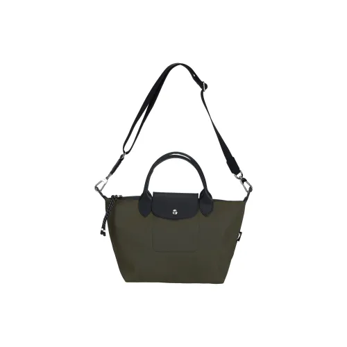 LONGCHAMP Le Pliage Energy Recycled Polyamide With Canvas Shoulder Bag, Handbag Large Size Women's Khaki