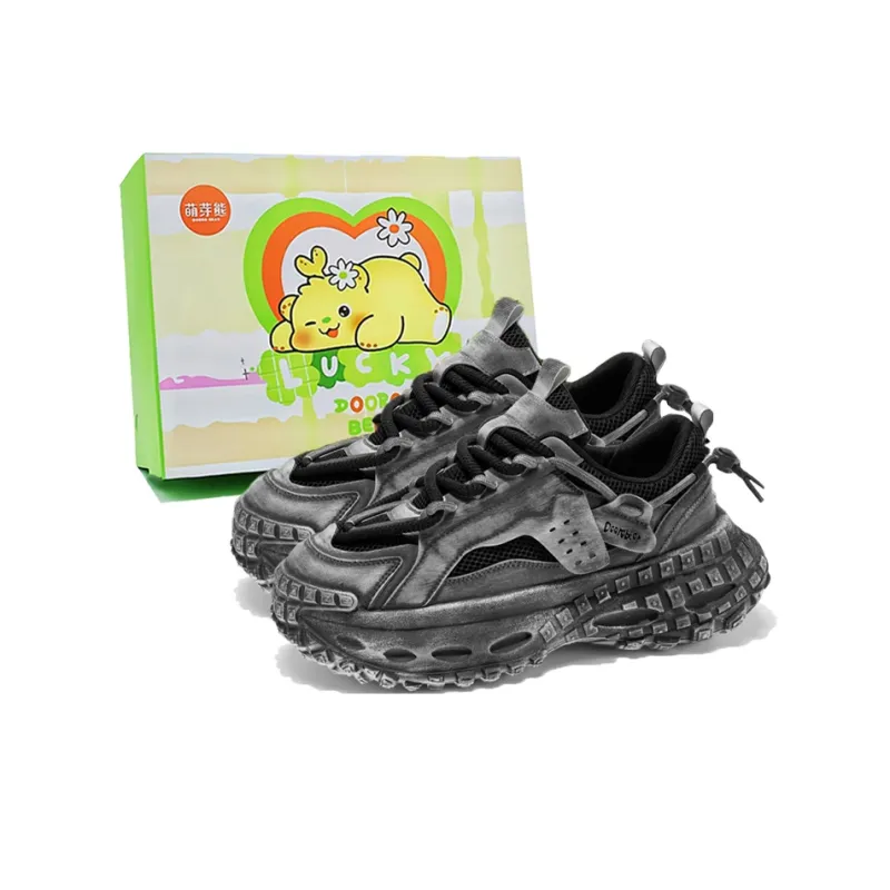 Budding Bear Anti Slip Wear Resistant Breathable Height Increasing Low Top Chunky Sneakers Men's-0