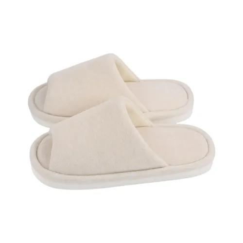 Thin Strips Cotton Linen Blend Slippers Womens, White Green