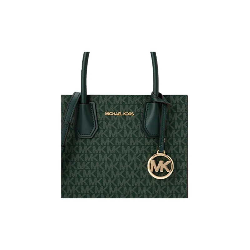 MICHAEL KORS Cow Leather Trunk Bag, Shoulder Bag, Crossbody Bag, Handbag Medium Size Women's Dark Brown & Green-3