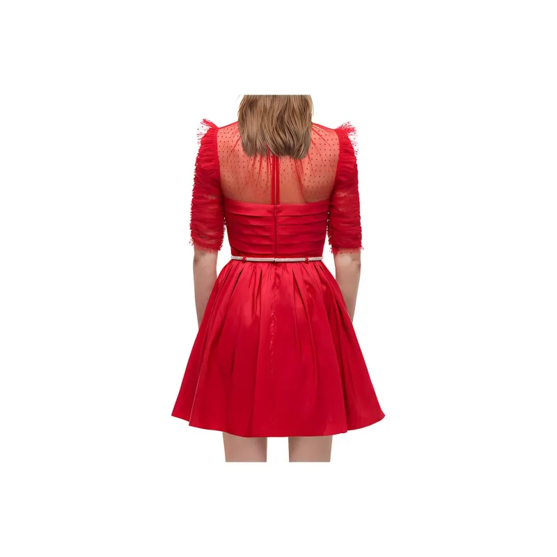 Self portrait FW21 Short Sleeved Dress Women's France Red-1