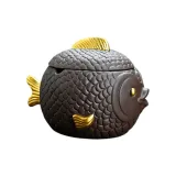 Purple Clay Koi Fish[Length Approx. 13cm, Width Approx. 10.2cm, Height Approx. 9.8cm]