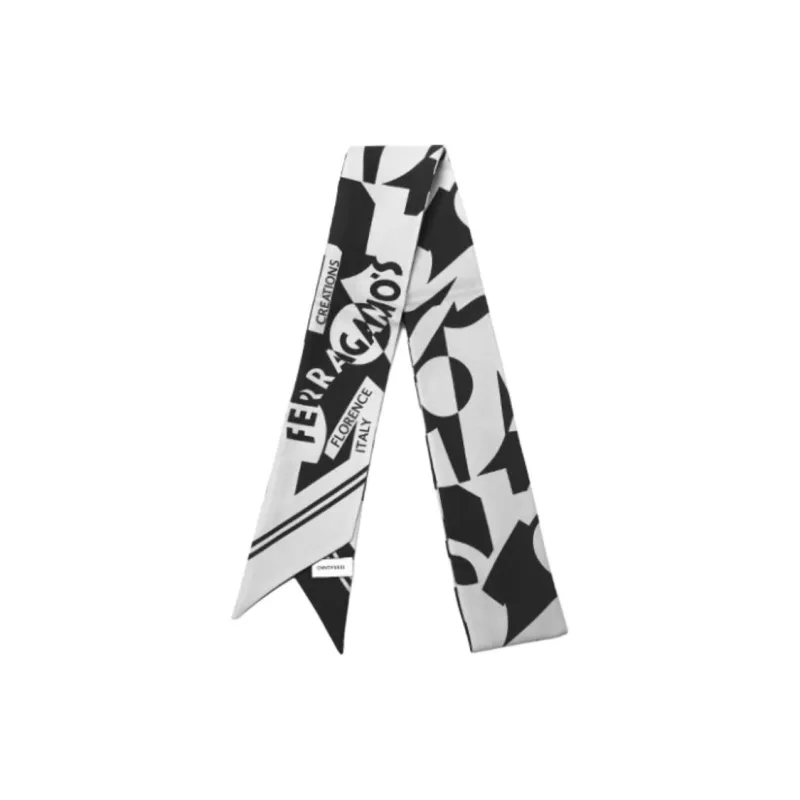 FERRAGAMO Silk, Silk Scarves Unisex Black-0