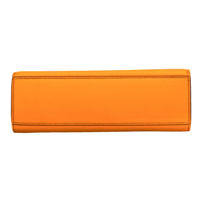 TORY BURCH Lee Radziwill Litchi Grain Leather One Shoulder Handbag Women's Orange Yellow Crystal-3