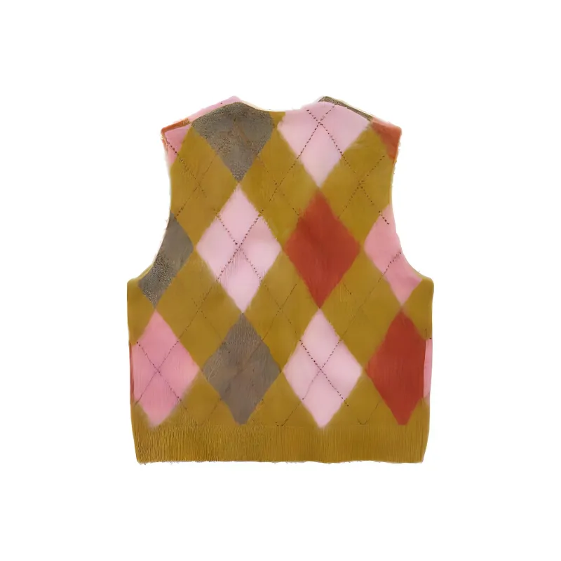 Supreme Brushed Argyle Zip Up Vest-3