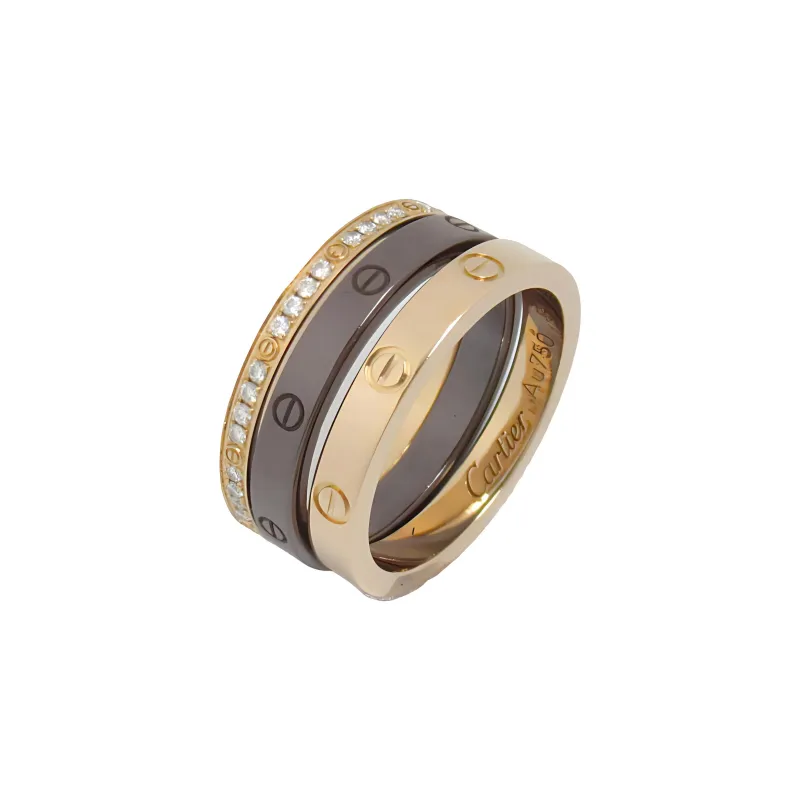 Cartier 2010s Pre-owned 18kt Rose Gold Love Three Diamond Ring-1