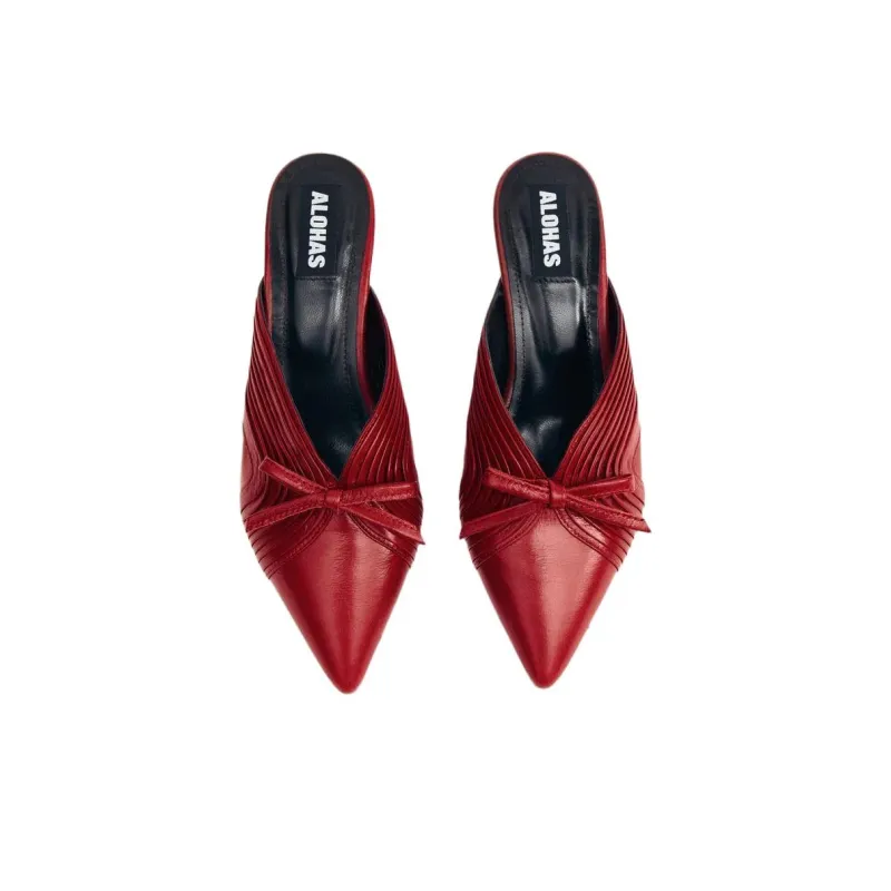 ALOHAS Closed Toe Slippers 4.5cm Women's Red-3