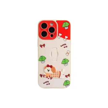 Sopi TPU Material 3D Effect Bunny Puppy Ring Stand Phone Cases Compatible With IPhone 16/15 Pro Max/Apple 13/14 Pro/Max