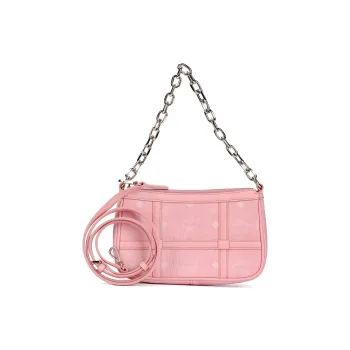 MCM Aren Visetos Nappa Leather Trim Mahjong Bag Shoulder Bag Handbag Shoulder Bag Mini Women's Pink